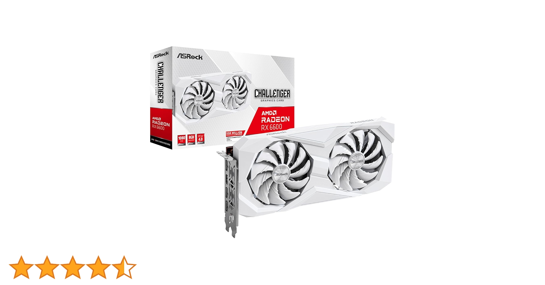 ASRock RADEON RX6600 8GB ホワイト ASRock AMD Radeon RX 6600 Challenger White Graphics Card